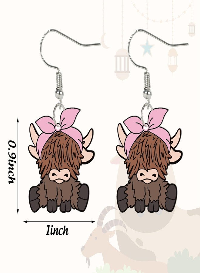 Whaline 5 Pairs Highland Cow Acrylic Earrings Cute Cow Dangle Earrings Decorative Drop Earrings for Women Girls Jewelry Party Gift Accessories Supplies - Image 2