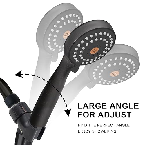 YOO.MEE High Pressure Handheld Shower Head with Powerful Shower Spray against Low Pressure Water Supply Pipeline, Multi-functions, with Luxury Shower Hose, Bracket, Dark Oil Rubbed Bronze - Image 5