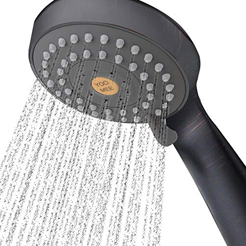 YOO.MEE High Pressure Handheld Shower Head with Powerful Shower Spray against Low Pressure Water Supply Pipeline, Multi-functions, with Luxury Shower Hose, Bracket, Dark Oil Rubbed Bronze - Image 1