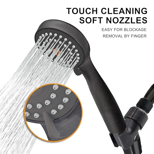 YOO.MEE High Pressure Handheld Shower Head with Powerful Shower Spray against Low Pressure Water Supply Pipeline, Multi-functions, with Luxury Shower Hose, Bracket, Dark Oil Rubbed Bronze - Image 4