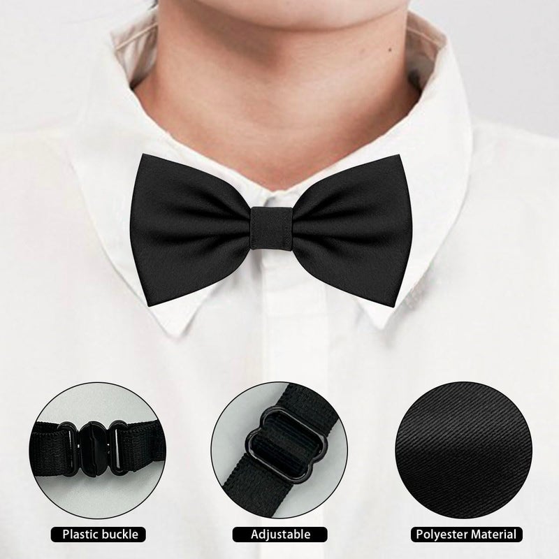 BEWDIO Baby Black Bow Ties for Boys Pre Tied Toddler Bow Tie Adjustable Kids Baby Bowties for Wedding Party (58-04) - Image 2