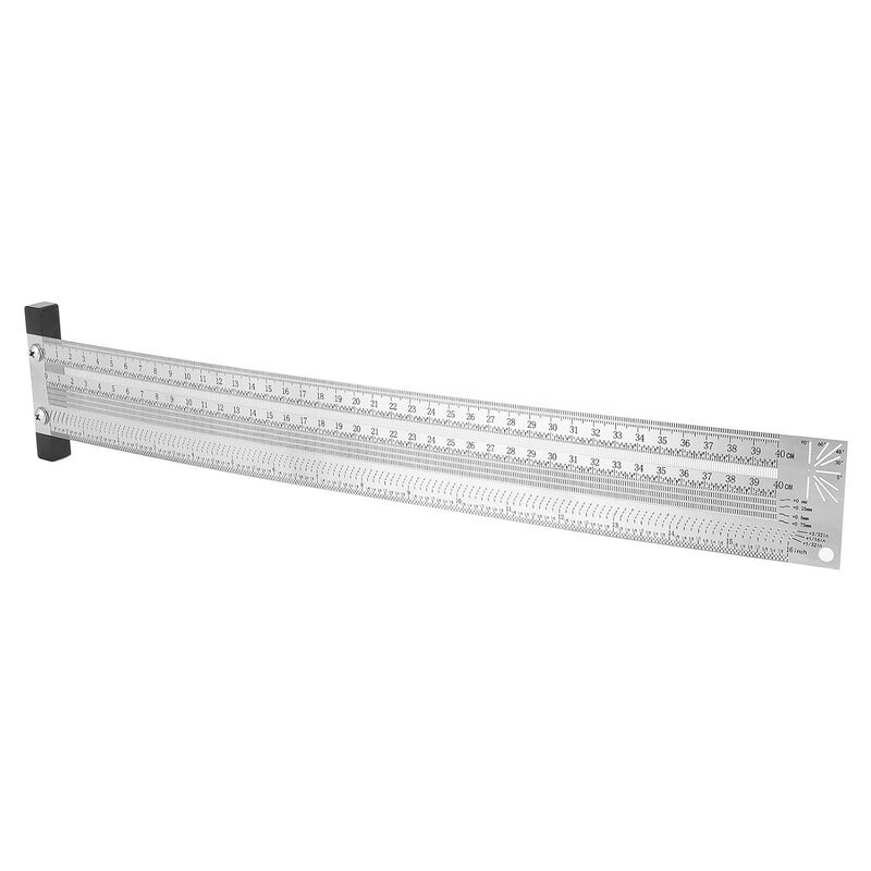 16 بوصة مسطرة T من الفولاذ المقاوم للصدأ أداة قياس إمبراطورية مربعة لأعمال النجارة والحرف اليدوية - Image 2