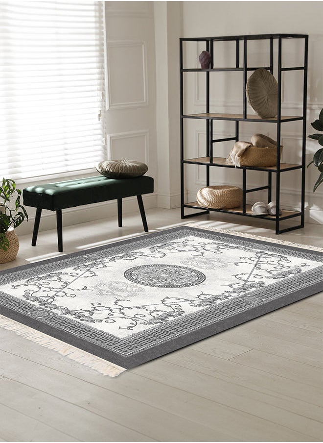 Classic Design Turkish Rectangular Decorative Carpet - Grey 