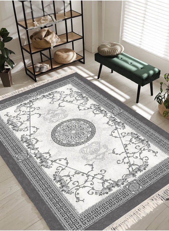 Classic Design Turkish Rectangular Decorative Carpet - Grey