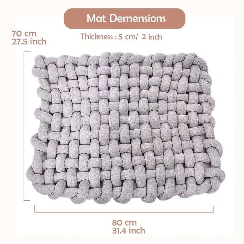 Wonder Space Knotted Braided Plush Mat, Baby Infant Newborn Sleeping Tummy Time Playing Nursery Rug Knot Floor Cushion, Handmade Pure Soft Fabric, Fashion Cute Toddler Children Room Decor, Grey - Image 5