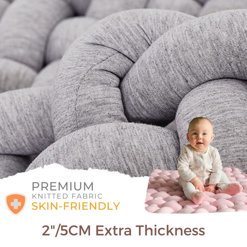 Wonder Space Knotted Braided Plush Mat, Baby Infant Newborn Sleeping Tummy Time Playing Nursery Rug Knot Floor Cushion, Handmade Pure Soft Fabric, Fashion Cute Toddler Children Room Decor, Grey - Image 4