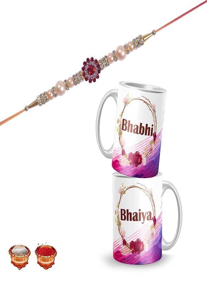 كوب Luvkushcart® راخي، راخي، راخي للأخ، راخي للأخت، راخي للأخ بهابي، راخي كومبو، مجموعة راخي، هدية راخي لبهايا بهابي، راخي مع رولي شاوال، (RAKHI-PAIRMUG-5-BB)