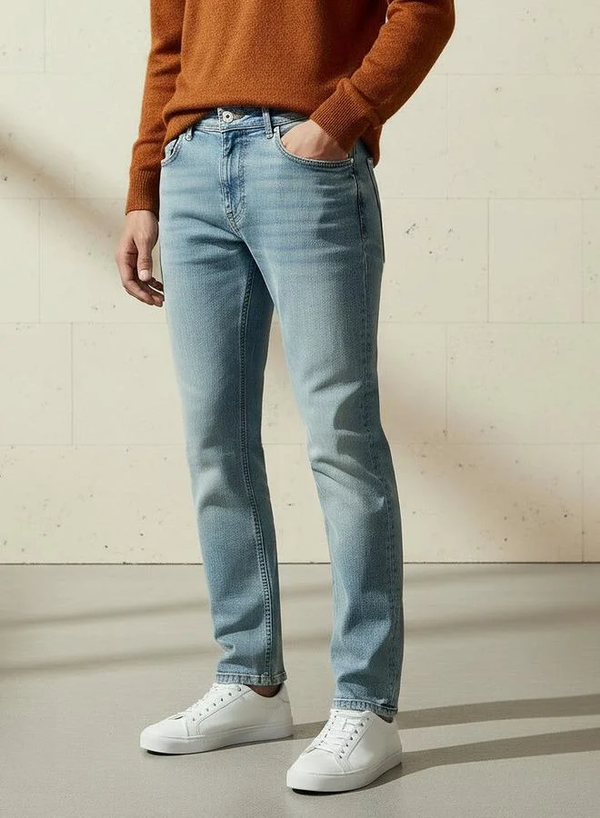 سبلاش فيڤ جينز رجالي بقصة ضيقة وخصر مرن وجيوب