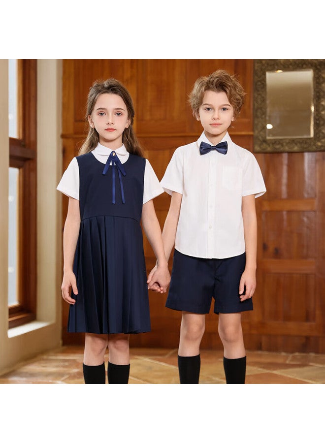 Yinuofang Girls' School Uniform Dress Set Performance Costume Student Dress Set: Navy Blue 120 - Image 1