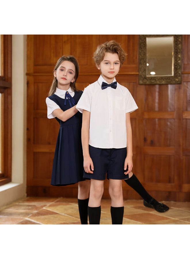 Yinuofang Girls' School Uniform Dress Set Performance Costume Student Dress Set: Navy Blue 120 - Image 3
