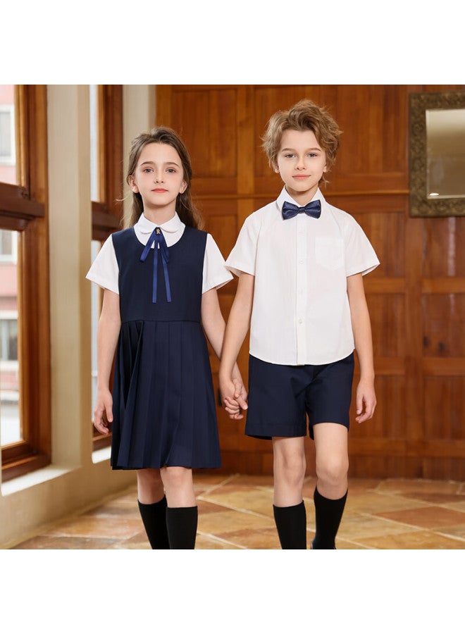 Yinuofang Girls' School Uniform Dress Set Performance Costume Student Dress Set: Navy Blue 120 - Image 4