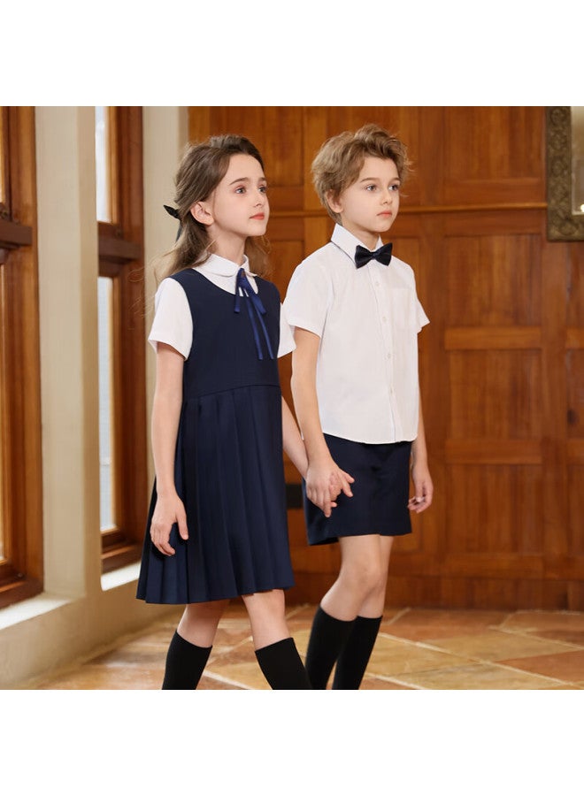 Yinuofang Girls' School Uniform Dress Set Performance Costume Student Dress Set: Navy Blue 120 - Image 5