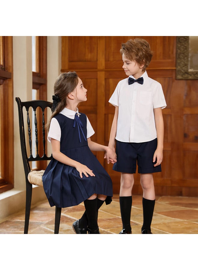 Yinuofang Girls' School Uniform Dress Set Performance Costume Student Dress Set: Navy Blue 120 - Image 2