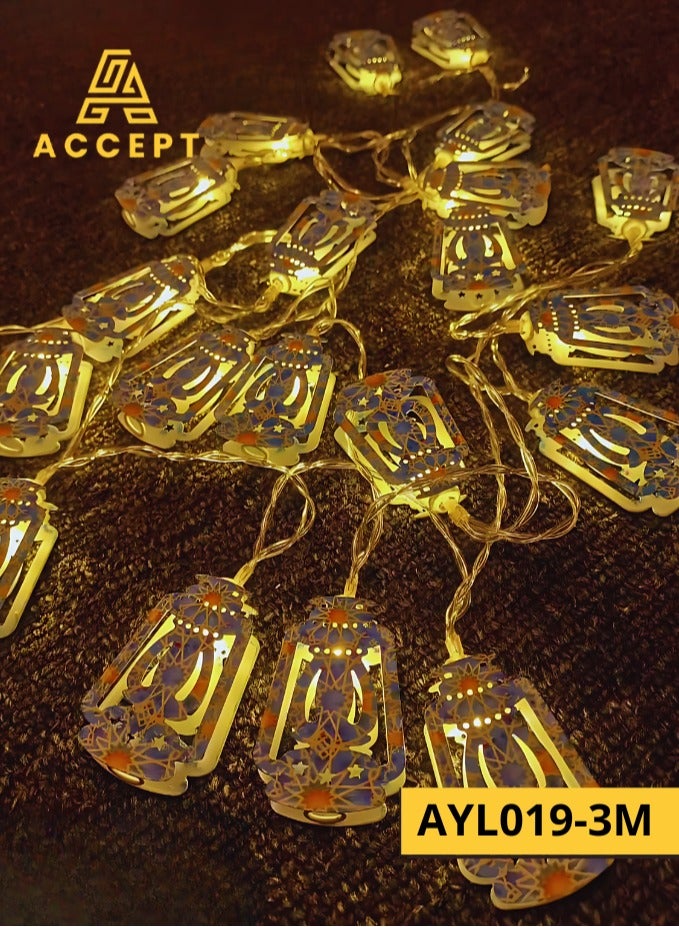 Ramadan decoration, Ramadan lantern shape, 3 meters long, works on 1.5V battery