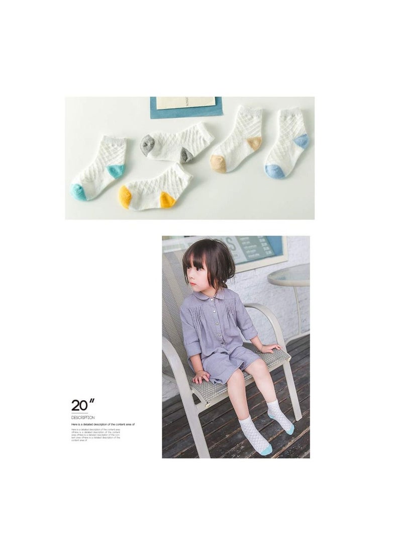 KASTWAVE Baby Non Slip Socks, KASTWAVE Toddler Socks With Grips Ankle for Infants Kids Little Girls Boys Girls Cotton Mesh Socks Easy for Small Hands-Adorable Designs-Includes Striped (5 Pairs) - Image 4