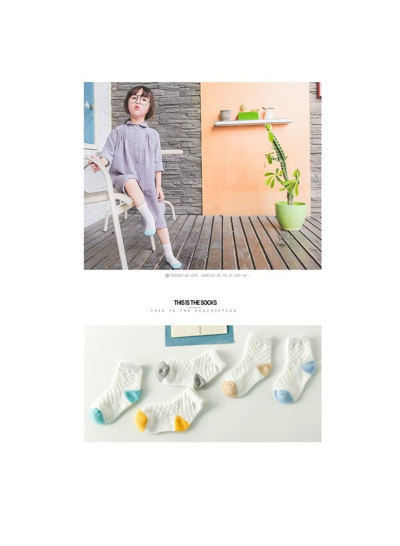 KASTWAVE Baby Non Slip Socks, KASTWAVE Toddler Socks With Grips Ankle for Infants Kids Little Girls Boys Girls Cotton Mesh Socks Easy for Small Hands-Adorable Designs-Includes Striped (5 Pairs) - Image 5