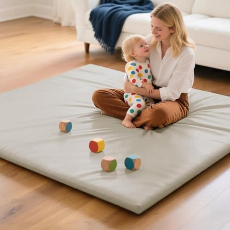 Play Mat3cm Thick Premium Foam Crawling Mat Thick Super Soft Vegan Leather Floor Mat Non-Slip Cushioned for Toddlers for Living Room Suitable for Playpen -Yoga Grey - Image 1