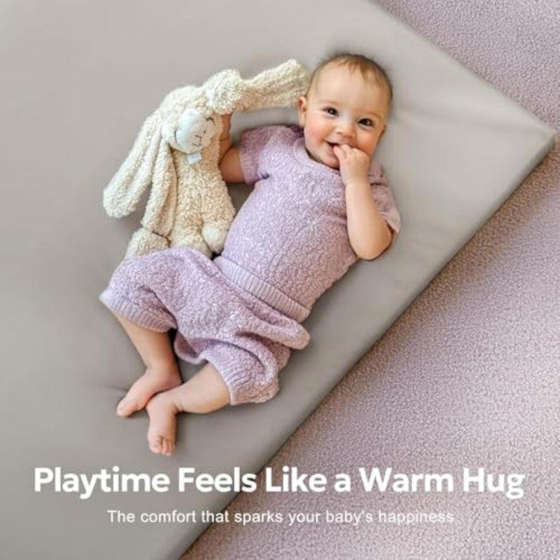 Play Mat3cm Thick Premium Foam Crawling Mat Thick Super Soft Vegan Leather Floor Mat Non-Slip Cushioned for Toddlers for Living Room Suitable for Playpen -Yoga Grey - Image 5