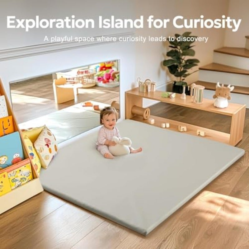 Play Mat3cm Thick Premium Foam Crawling Mat Thick Super Soft Vegan Leather Floor Mat Non-Slip Cushioned for Toddlers for Living Room Suitable for Playpen -Yoga Grey - Image 3