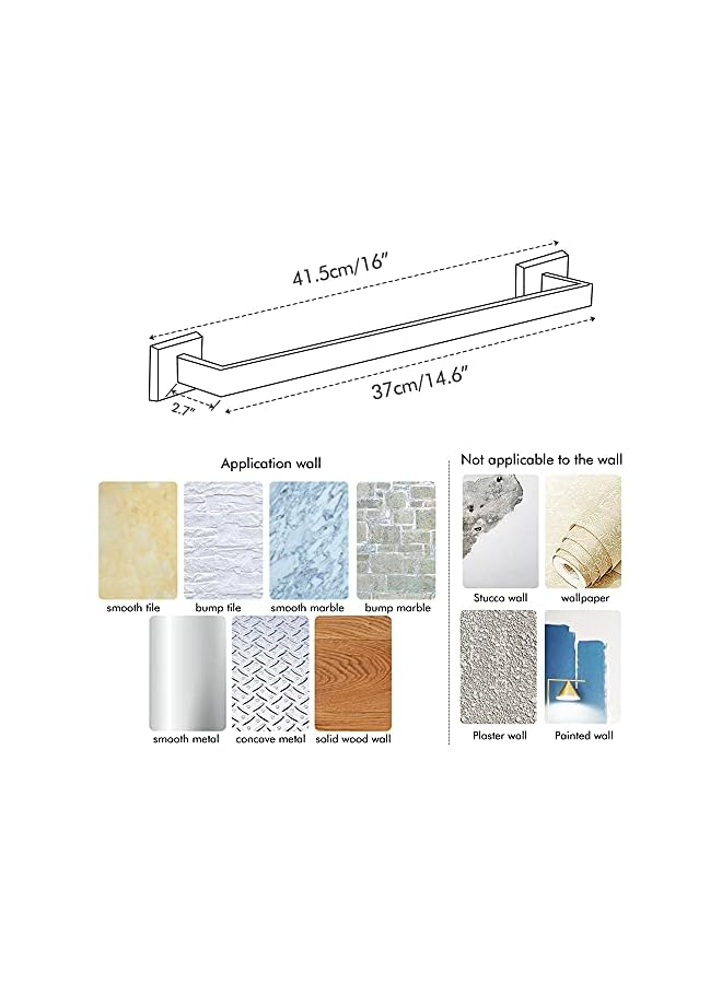 promass Matte Black Bathroom Towel Bar, Stainless Steel Towel Rack Wall Mounted, Modern Square Towel Holder Towel Rod for Bathroom,16inch - Image 3