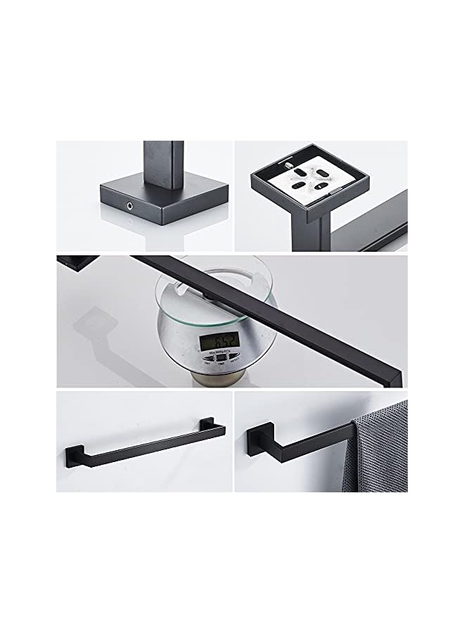 promass Matte Black Bathroom Towel Bar, Stainless Steel Towel Rack Wall Mounted, Modern Square Towel Holder Towel Rod for Bathroom,16inch - Image 4