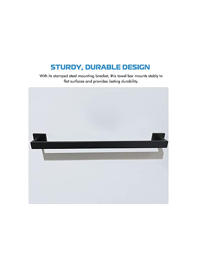 promass Matte Black Bathroom Towel Bar, Stainless Steel Towel Rack Wall Mounted, Modern Square Towel Holder Towel Rod for Bathroom,16inch - Image 5