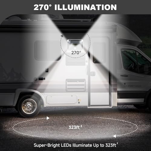 EJYTRVT Magnetic RV Solar Lights with Motion Sensor, Waterproof RV Exterior Lights for Camper, Trailer, 5th Wheel & Truck Porch, Outdoor Solar Lighting with Strong Magnets (2 Pack, Black) - Image 4