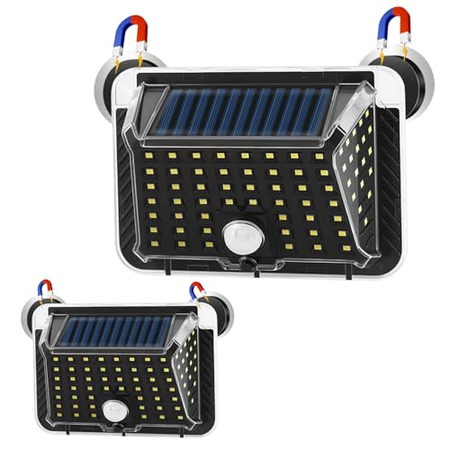 EJYTRVT Magnetic RV Solar Lights with Motion Sensor, Waterproof RV Exterior Lights for Camper, Trailer, 5th Wheel & Truck Porch, Outdoor Solar Lighting with Strong Magnets (2 Pack, Black) - Image 1