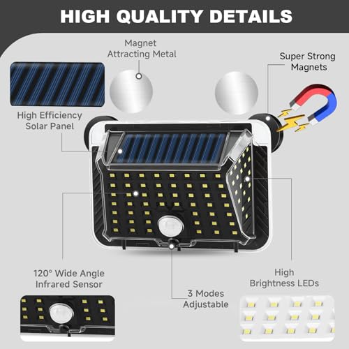 EJYTRVT Magnetic RV Solar Lights with Motion Sensor, Waterproof RV Exterior Lights for Camper, Trailer, 5th Wheel & Truck Porch, Outdoor Solar Lighting with Strong Magnets (2 Pack, Black) - Image 2