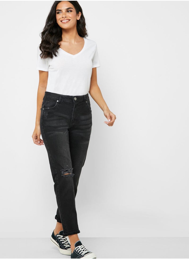 Cotton On - Knee Ripped Straight Jeans - Image 1