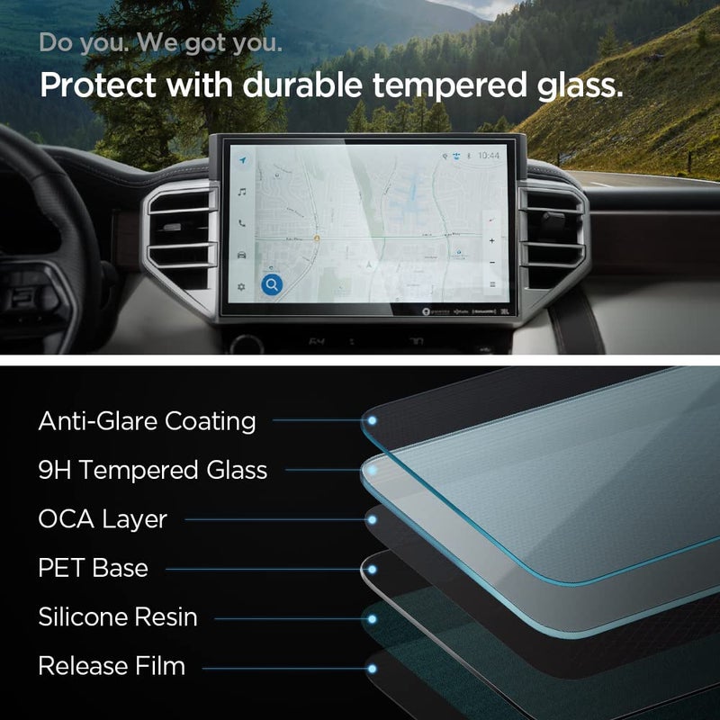 Spigen Tempered Glass Screen Protector [GlasTR Slim] designed for Toyota Tundra(2026-2022), Sequoia(2026-2023), Tacoma(2024-2026), 4Runner(2025-2026) 14 inch Dashboard Touchscreen - Matte/Anti Finger Print - Image 3