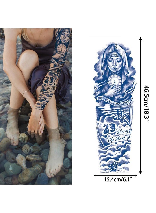 Aresvns Semi Permanent Sleeve Tattoos for Men & Women,Realistic Temporary Arm Tattoo,Lifelike Dark Blue Large Fake Tattoos Waterproof and Long Lasting 2 Weeks Tattoos Christmas Gift - Image 4