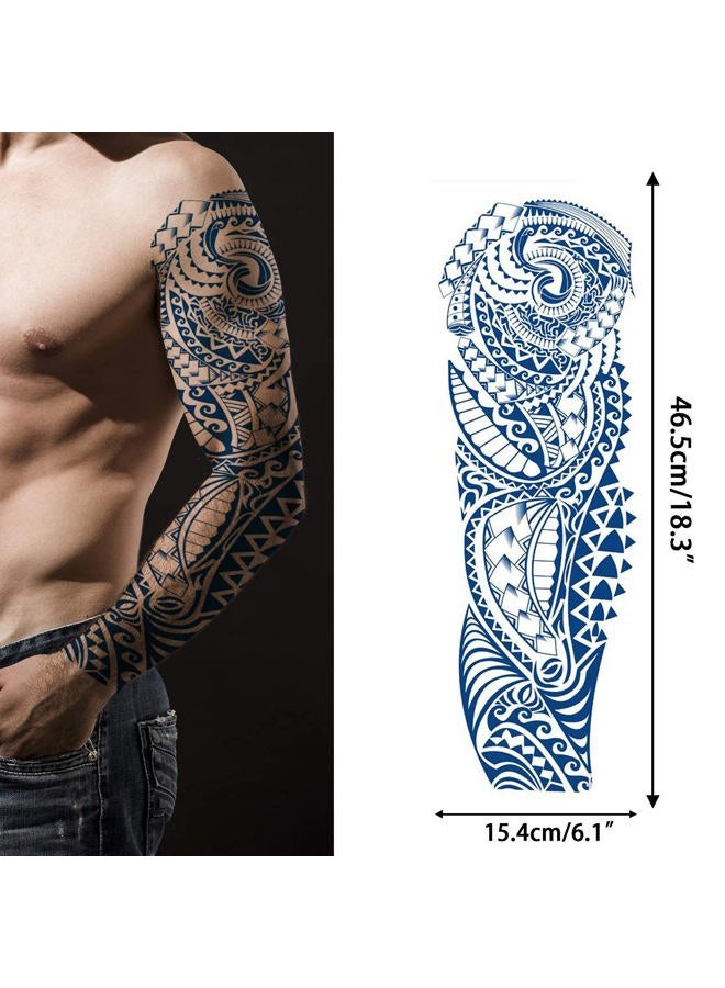 Aresvns Semi Permanent Sleeve Tattoos for Men & Women,Realistic Temporary Arm Tattoo,Lifelike Dark Blue Large Fake Tattoos Waterproof and Long Lasting 2 Weeks Tattoos Christmas Gift - Image 3