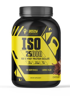 Whey Protein Isolate - Body Builder ISO 25000-Chocolate Gourmet Flavor 4LB - 81g Protein, 14.4g Glutamine, 18.1g BCAAs