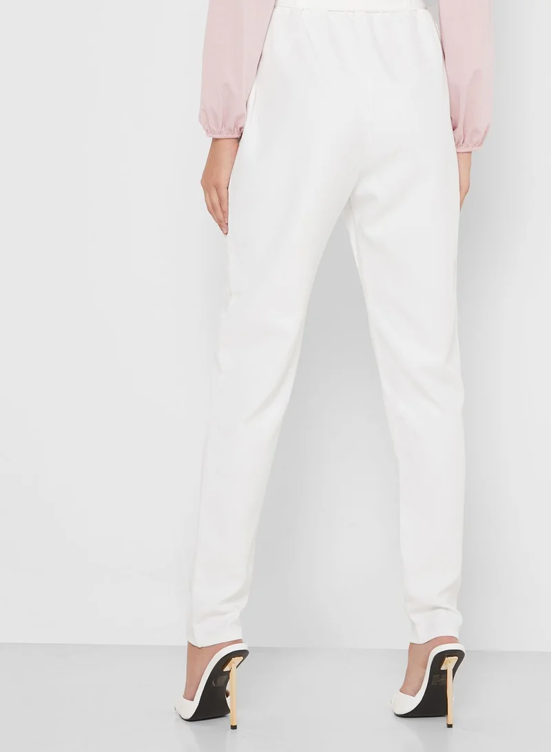 QUIZ Belted Tapered Pants