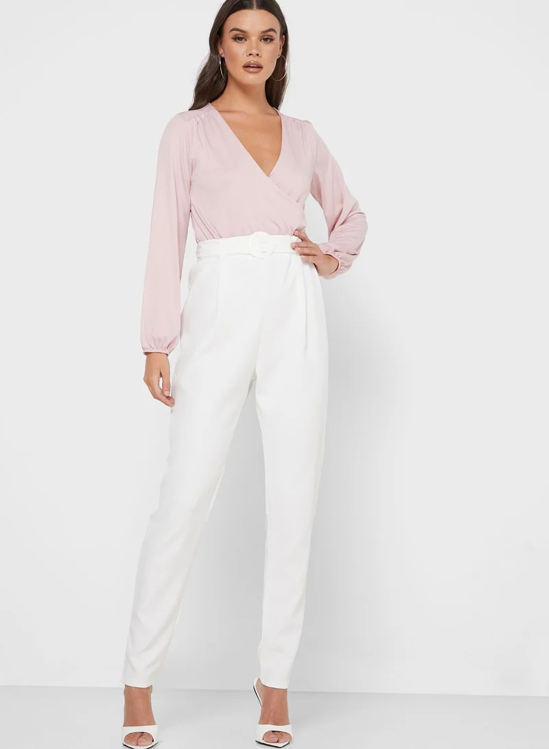 QUIZ Belted Tapered Pants