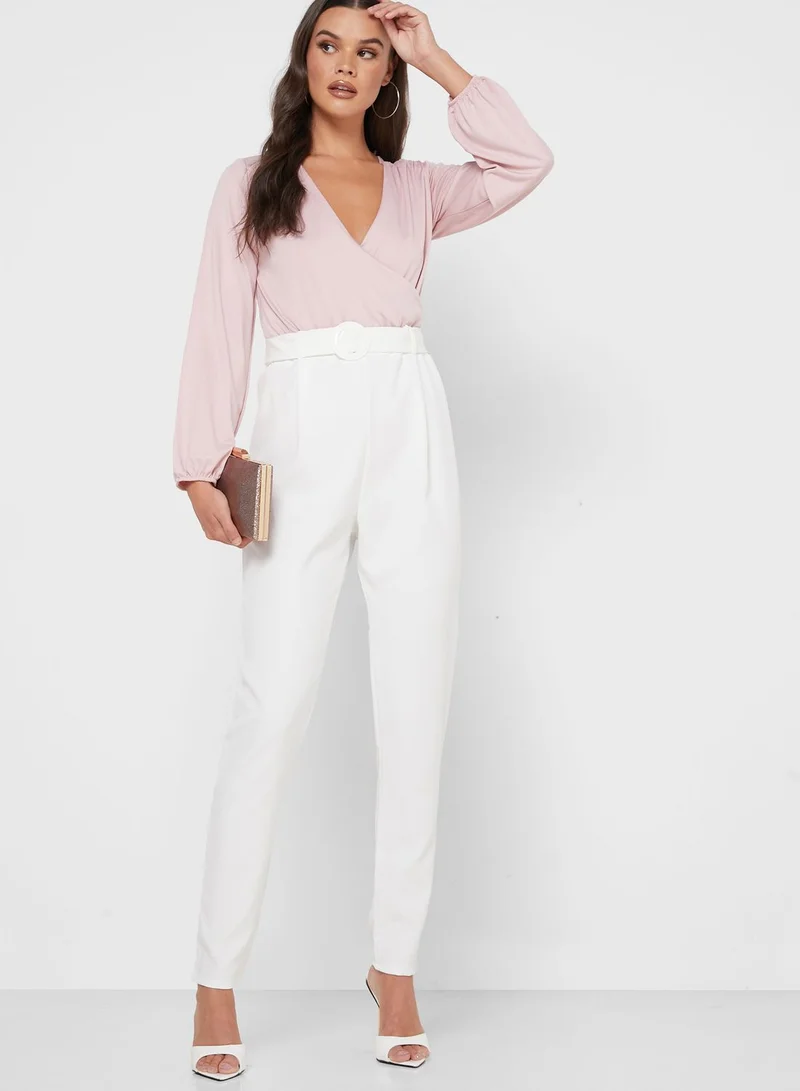 QUIZ Belted Tapered Pants