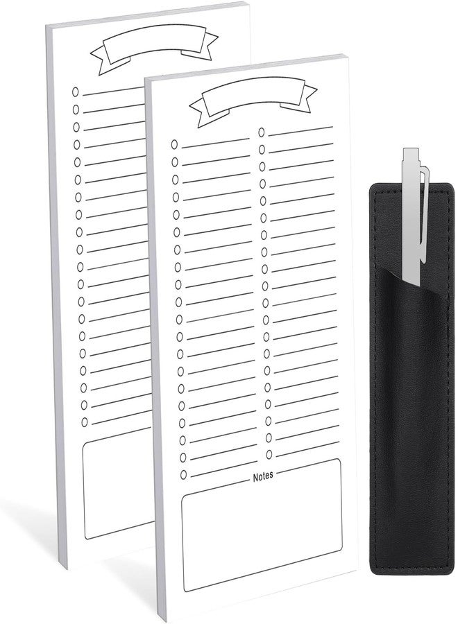 Thboxes 2 Pack Grocery List Magnet Pad for Fridge with Pen Holder, Totally 120 Sheets Magnetic Note Pad for Fridge Full Back Magnet Shopping List, To Do List, Memo Notepads, 4.5x7.5(Blank Design) - Image 1