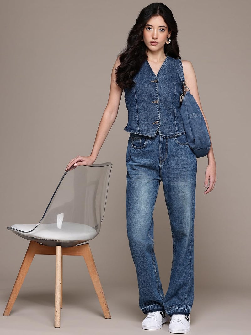 Nifty Women's Denim Waistcoat (1474_BLU_L_Blue_Large) - Image 5