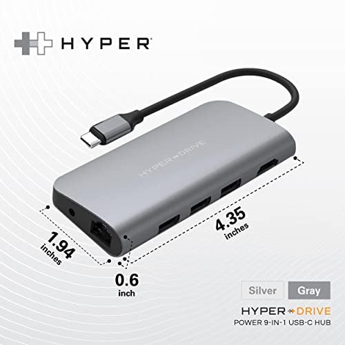 HyperDrive USB C Hub - 9-in-1 USB Hub for Laptop w/ 4K HDMI, Ethernet, 3.0 USB-A, USB C PD, MicroSD/SD, Audio Jack - Compatible with iPad, MacBook, Chromebook, Windows - Space Gray - Image 5