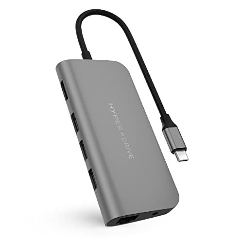 HyperDrive USB C Hub - 9-in-1 USB Hub for Laptop w/ 4K HDMI, Ethernet, 3.0 USB-A, USB C PD, MicroSD/SD, Audio Jack - Compatible with iPad, MacBook, Chromebook, Windows - Space Gray - Image 1