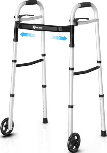 Whlicks Narrow Folding Walkers for SeniorsAluminum Lightweight Walkers with Wheels Adjustable Width and Height Front Wheel Walker for Elderly and Disabled Supports up to 350 lbs - Image 2