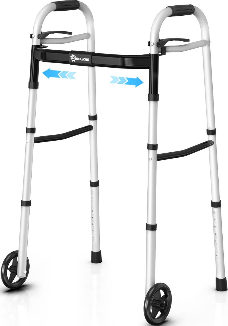 Whlicks Narrow Folding Walkers for SeniorsAluminum Lightweight Walkers with Wheels Adjustable Width and Height Front Wheel Walker for Elderly and Disabled Supports up to 350 lbs - Image 3