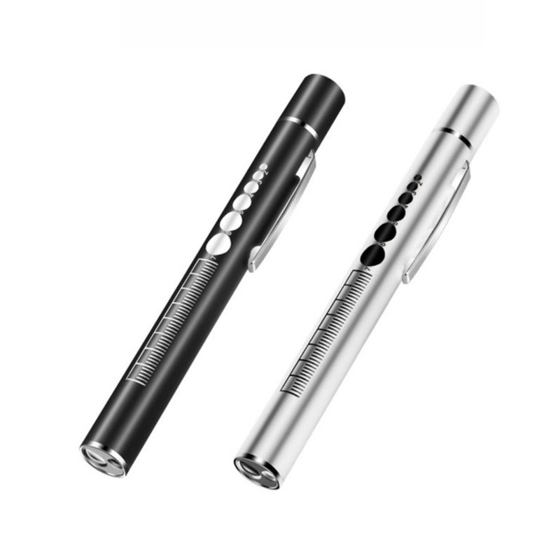 Dual Light Source Pupil Pen Light Rechargeable Portable Flashlight Doctor Nurse Stainless Steel Pen Light LED Flashlight Yellow and White Light 2 in 1 - Image 1