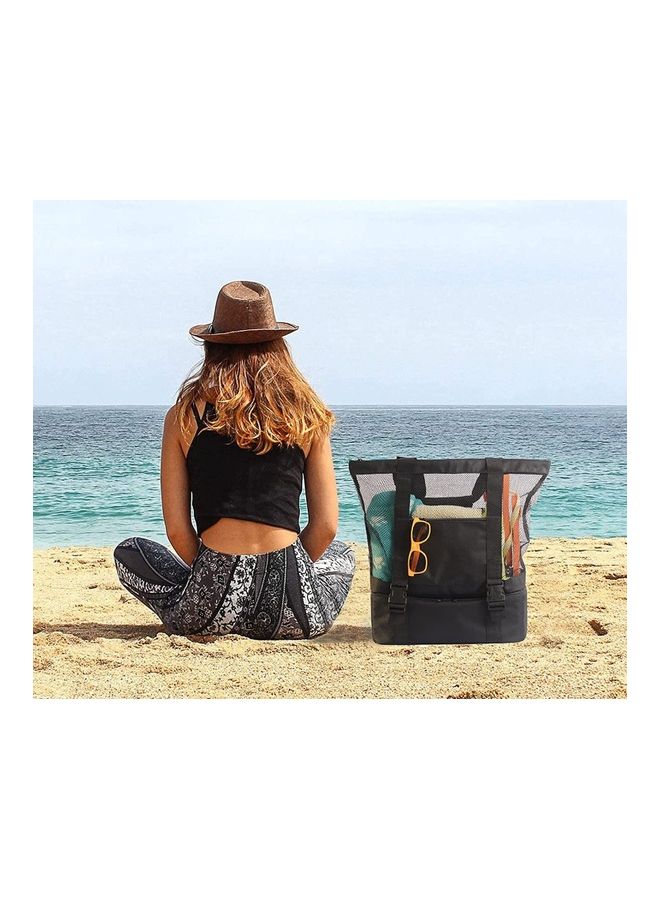 Mesh Beach Picnic Tote With Insulated Cooler Bag - Image 5