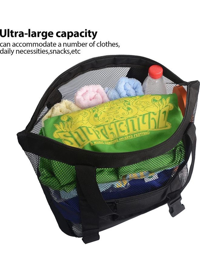 Mesh Beach Picnic Tote With Insulated Cooler Bag - Image 4