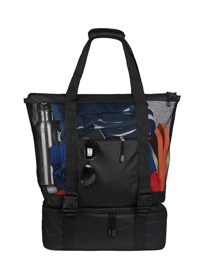 Mesh Beach Picnic Tote With Insulated Cooler Bag - Image 2