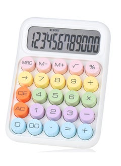 SYOSI Mechanical Switch Calculator, Colorful Candy Calculator,12 Digit Desk Calculator Extra Large LCD Display, Suitable for Daily and Basic Office (White)  - Image 1