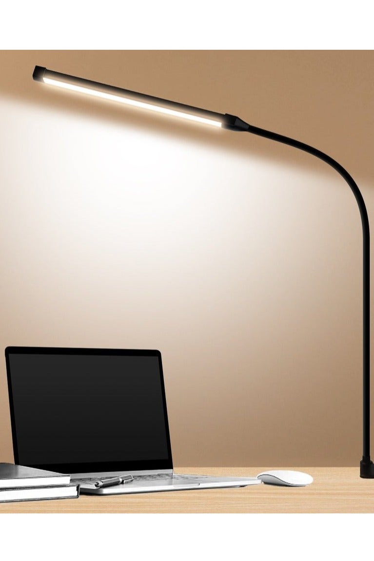 مصباح مكتب LED مريح للعين مع مشبك، 3 أوضاع ألوان و10 مستويات سطوع، ذراع مرنة قابلة للتوجيه للدراسة والمنزل والعمل (حجم كبير) - Image 1