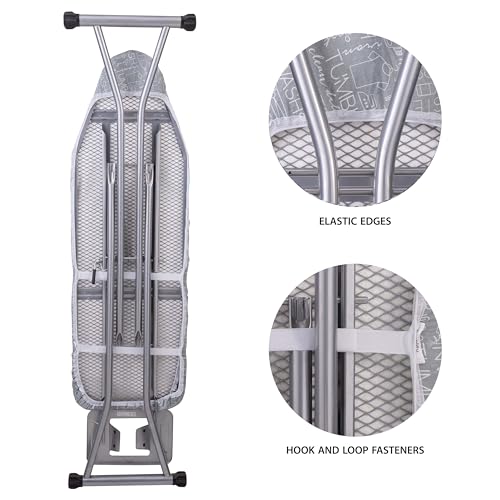 Simplify غطاء طاولة الكي المبسط | مقاوم للاحتراق | قطن | حشوة سميكة | ملاءمة مرنة مشدودة | مشابك هوك وحلقة | غطاء فقط | رمادي - Image 5